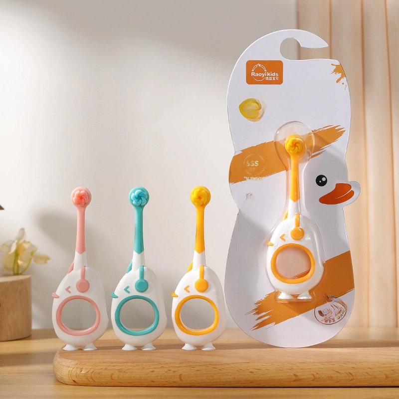 Suction Cup Duck Wanmao Children's Toothbrush 1 Pack 2-6 Years Old Cartoon Children's Fine Soft Hair Toothbrush