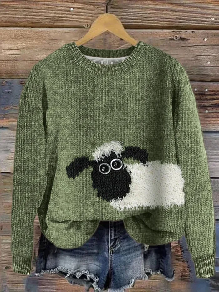 Women's Fuzzy Sheep Print Sweatshirt