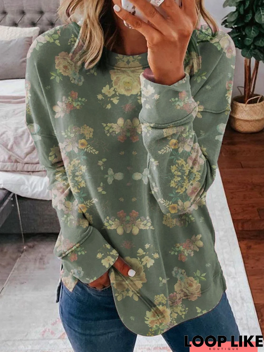 Printed Long Sleeve Shirt & Top