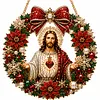 DIY Pearl Diamond Painting Religious Christmas Hanging Ornament Double-Sided Printed Pendant Diamond Art Christian Home Decor Gift