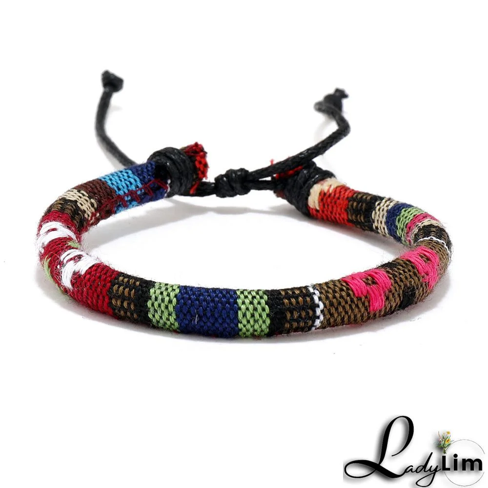 Multicolor Ethnic Style Drawstring Boho Bracelet