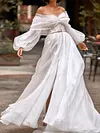 Off-The-Shoulder Puff Sleeves Wedding Maxi Dress
