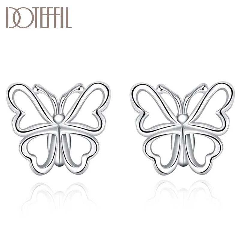 DOTEFFIL 925 Sterling Silver Butterfly Earrings High Quality Charm Women Jewelry 