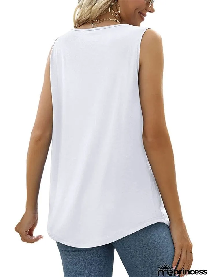 Ladies Slim Cozy Square Neck Pleated Tank Tops
