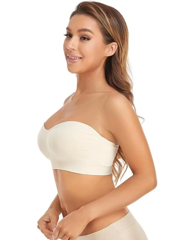 Strapless Bras for Women, Non-Slip Silicone Padded Bandeau Bra