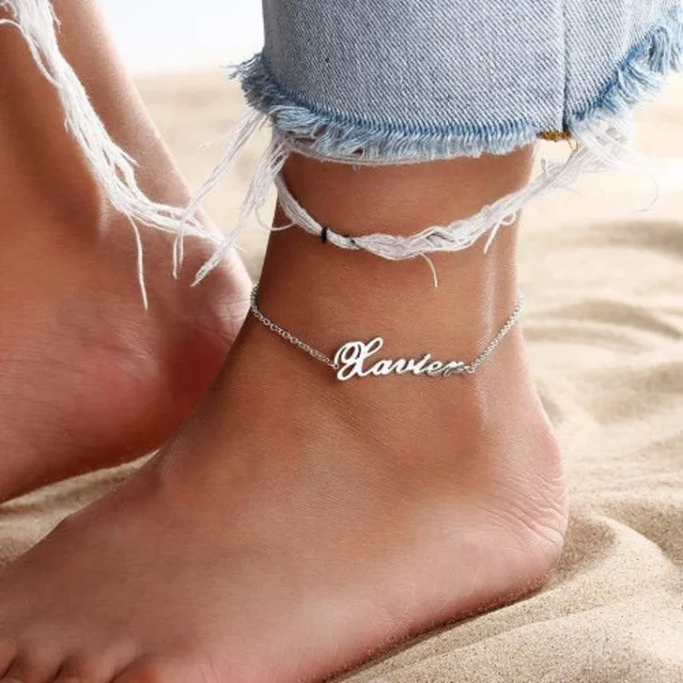 Adjustable Personalized Name Ankle Bracelet Custom 1 Name Anklet Gifts for Her