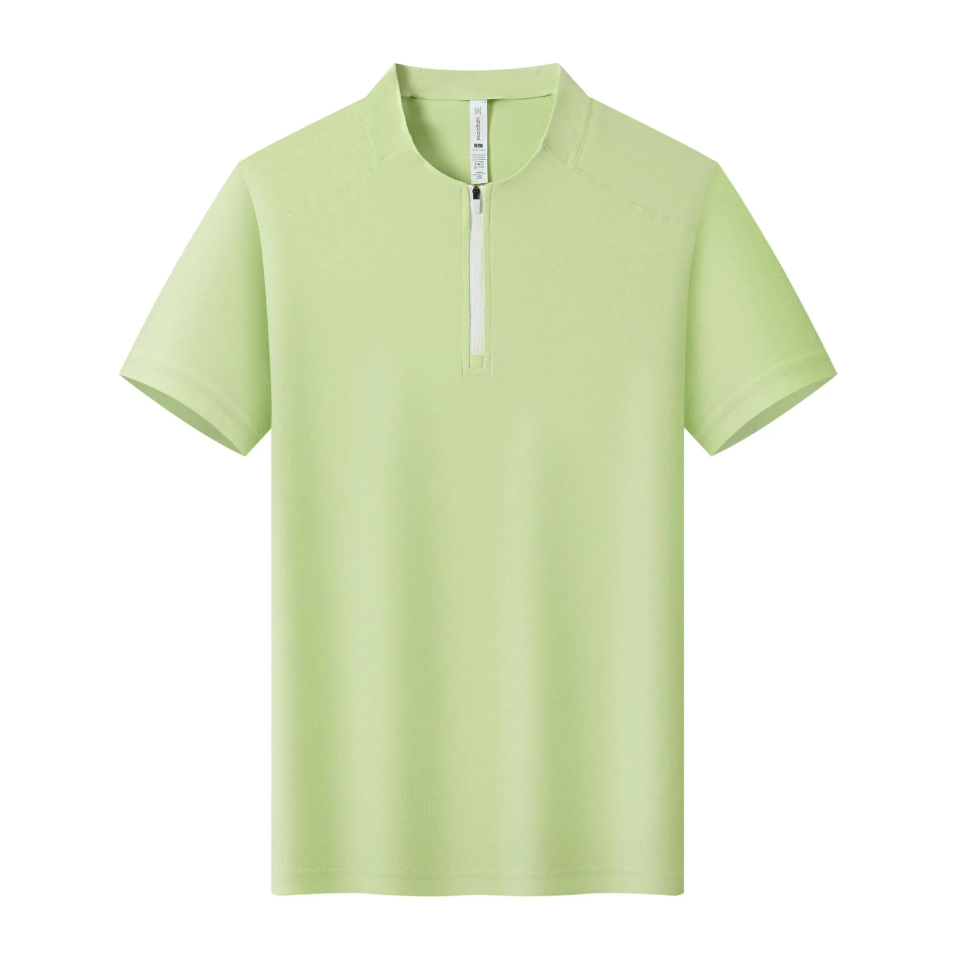 2026 Summer Ice Silk Quick-Dry Half-Zip Polo Shirt Men’s Stand Collar Short Sleeve T-Shirt