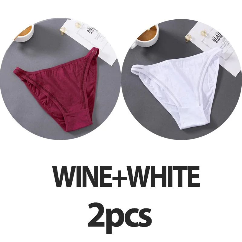 2PCS/Set Sexy Lingerie Women Panties Lace Underwear Female Underpants Cotton Briefs Low Waist Mesh Hollow Out Pantys Lingerie