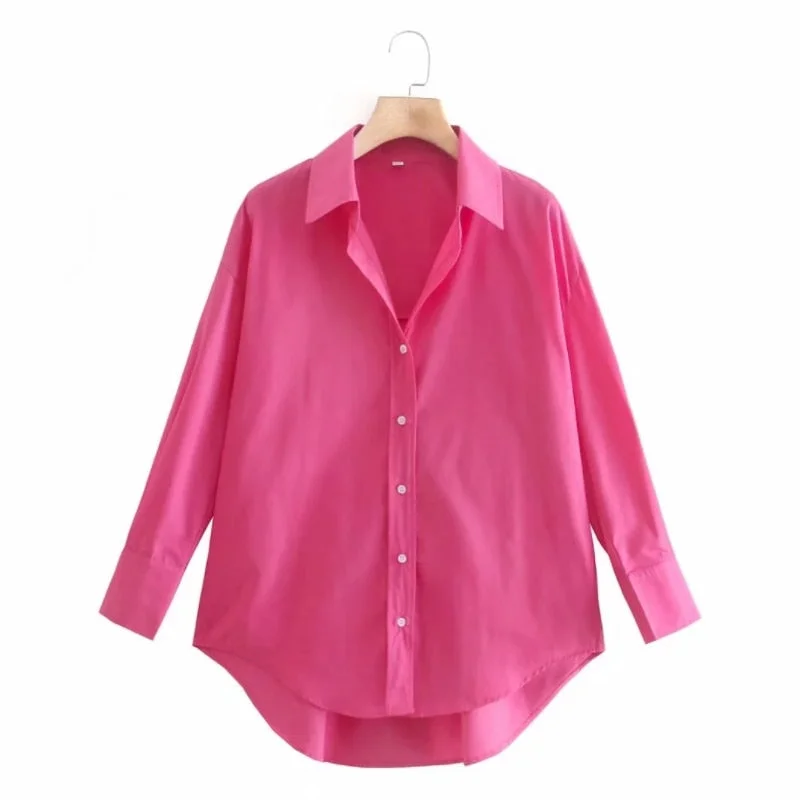 Summer Women Turndown Collar Yellow Loose Blouse Female Long Sleeve Shirt Casual Lady Tops Blusas S8868