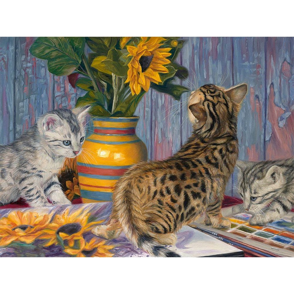 

(Multi-Size) Cat On Desk - Round/Square Drill Diamond Painting, Square diamond 30*40cm, 501 Original