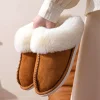 Women's Plush Warm Thick-soled Non-slip Thickened Cotton Slippers Loafers by Inlyline