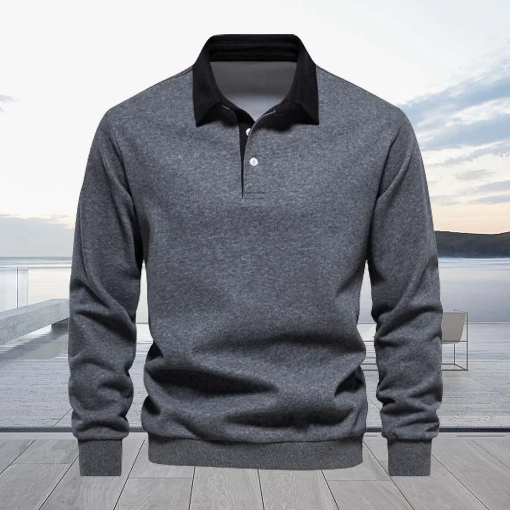 Smiledeer 2024 New men’s long-sleeved Polo shirt casual sweatshirt