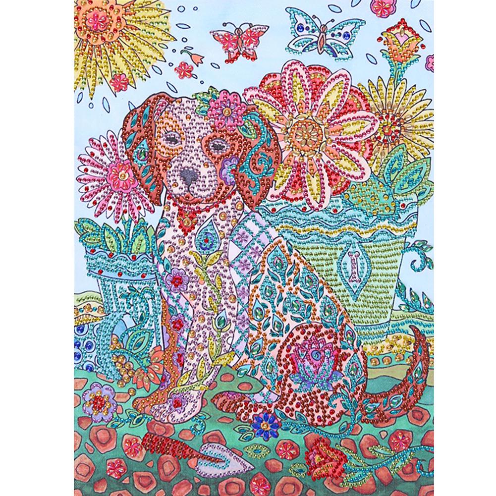 

Flowers Dog-Special Shaped Diamond Painting-30*40CM, 501 Original