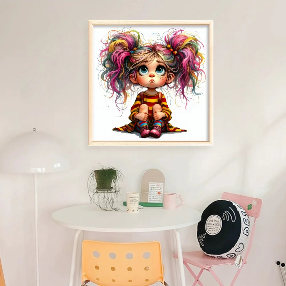 11CT Full Stamped Cross Stitch - Girl(Canvas|40*40CM)