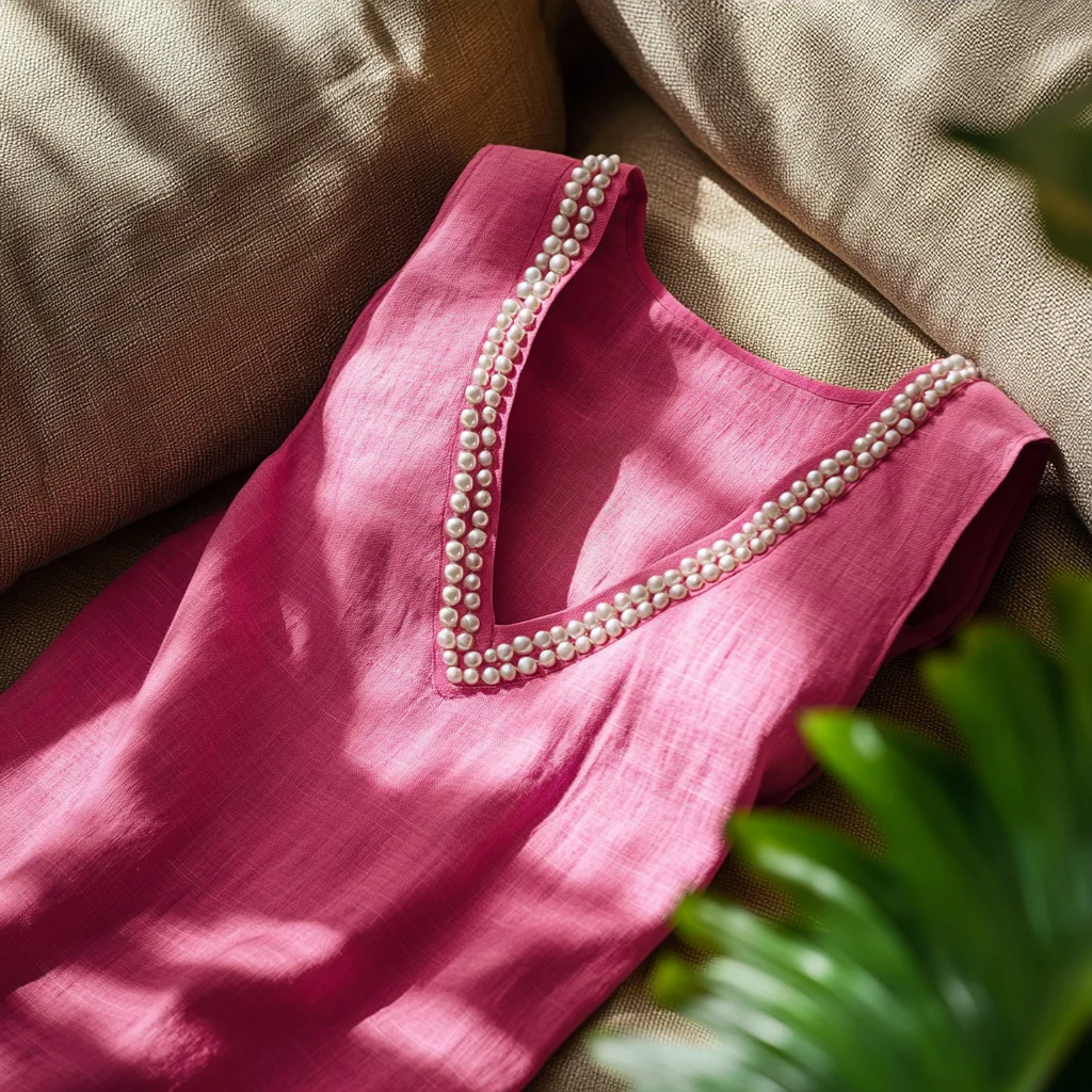  Embellished V-Neck Red Tank Top for Summer Elegance
