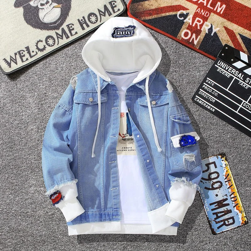 2021 New Spring Autumn Hooded Denim Jacket Women Hip Hop Jeans Coat Female Jean Jacket Casual Bomber Streetwea Jacket Outerwear