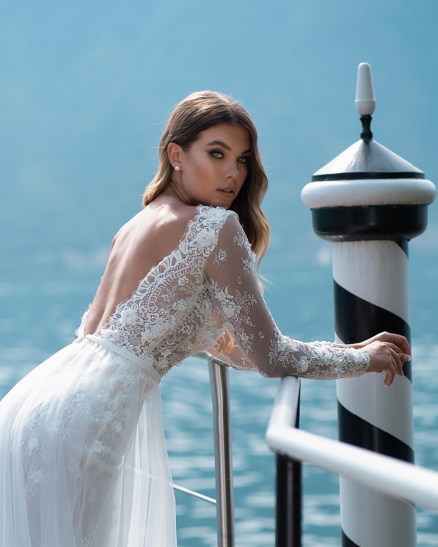 Exquisite A-Line V Neck Lace Boho Wedding Dresses VK23082707