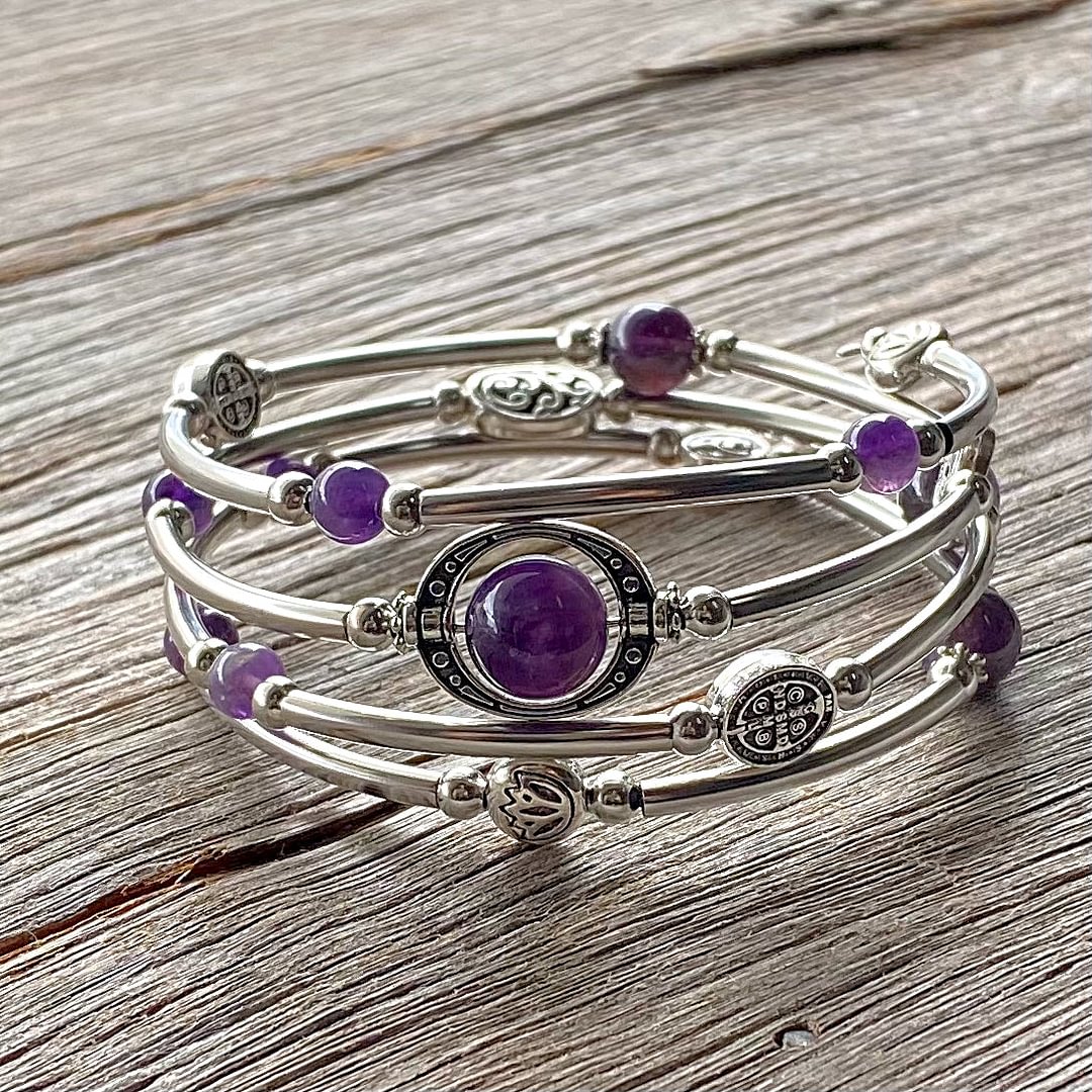 Amethyst Multilayer Boho Wrap Bracelet