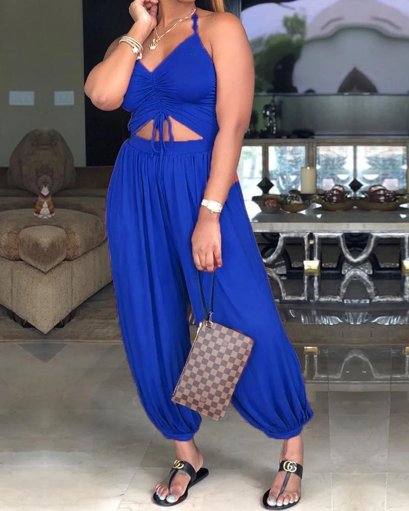 Halter Deep V-neck Jumpsuit