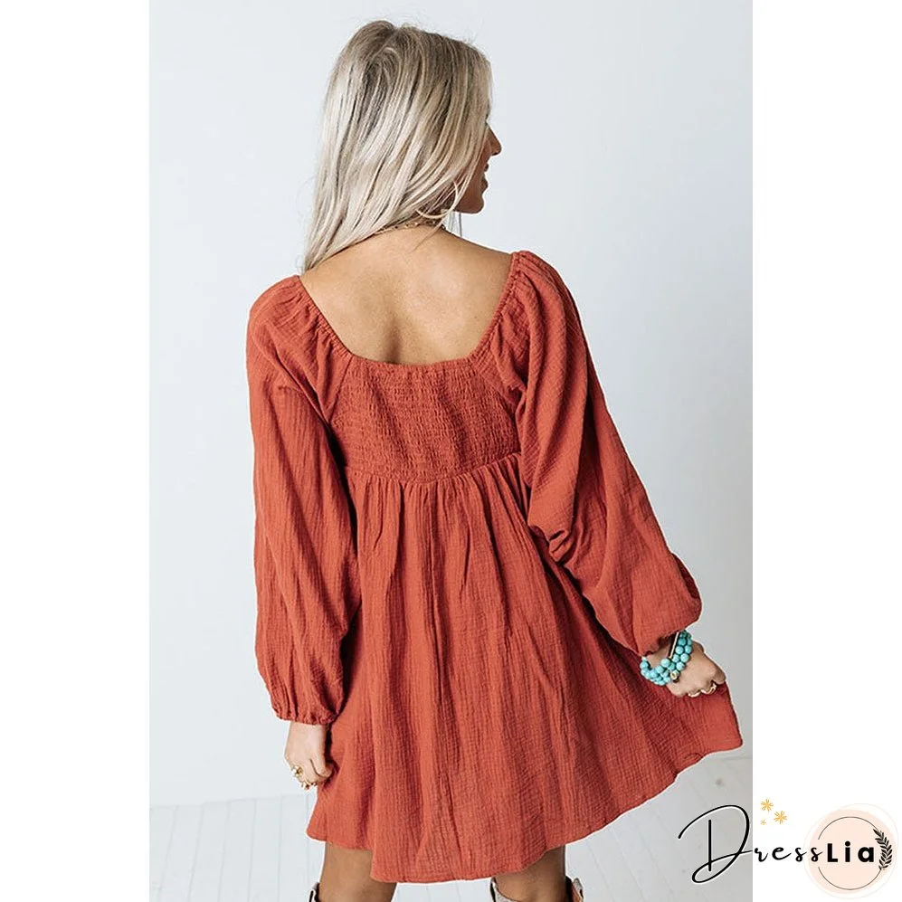 Knitted Square Collar Dress Women