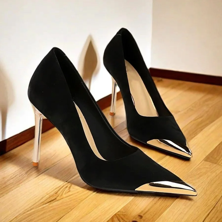 Breakj Breakj One-Shoe Temperament High Heels 2025 Summer New Famous Wind French Metal Tip Fine Heel High Heels Women