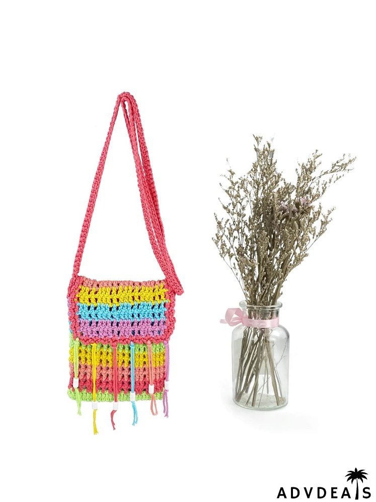 Colorblock Flap Crochet Bag