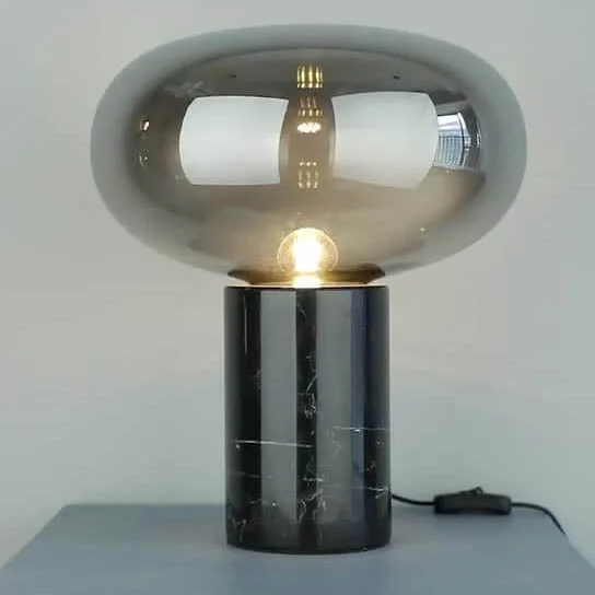 Postmodern Glass Cylinder Marble Base 1-Light Table Lamp socialshop