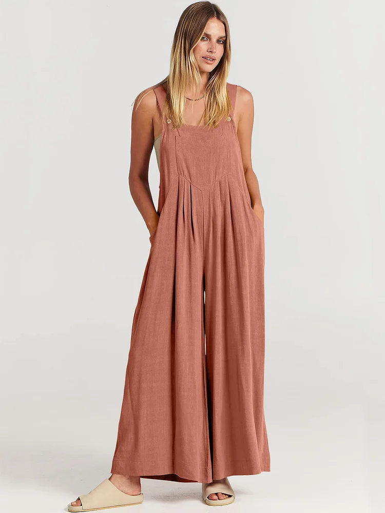 Last Day 49% OFF🔥Women's Sleeveless Wide Leg Jumpsuit with Pockets