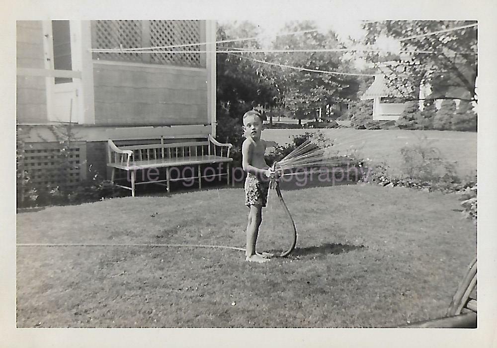 FOUND Photo Poster paintingGRAPH bw 1940's BOY Original Snapshot 19 7 G