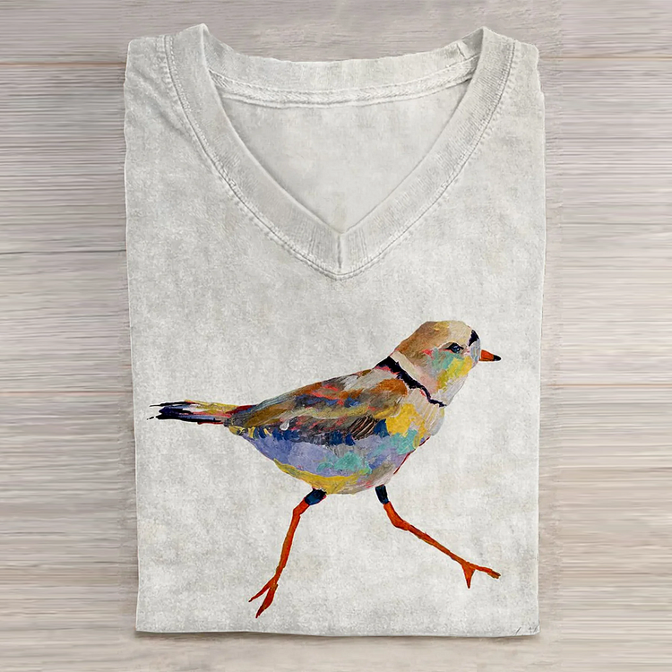 VChics Women's Bird Art Print Casual T-Shirt