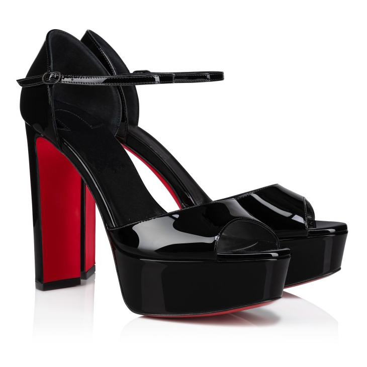 130mm Women's Red Bottom Open Toe Sandals Ankle Strap High Heel Summer Shoes Chunky Heel Platforms-MERUMOTE