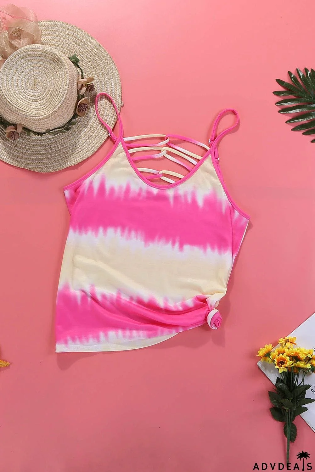 Summer Rose Tie Dye Criss-Cross Camisole