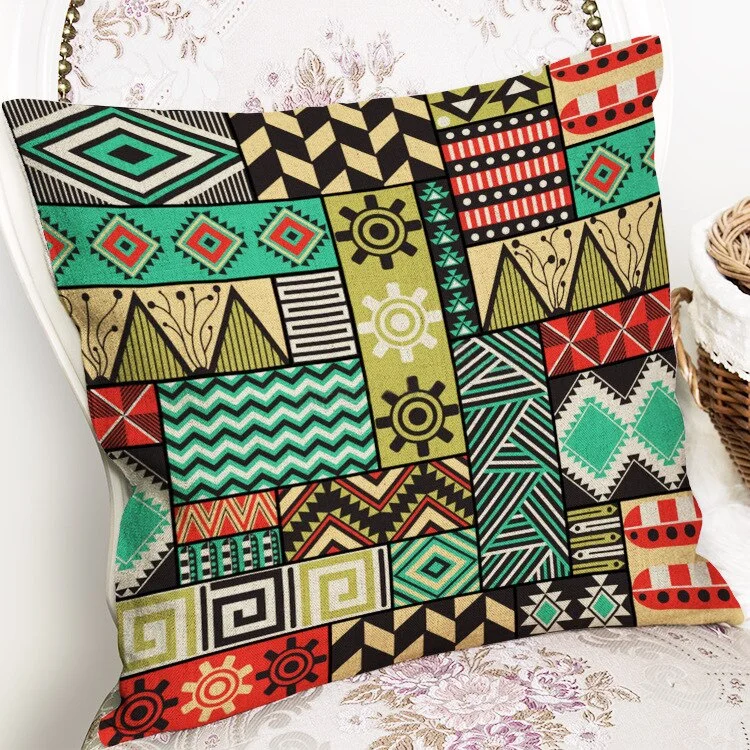 Boho Cushion Cover VillageTextil Plaid Stripes Throw Pillow 45Cmx45Cm Square Sofa And Chair Custom Printing Pillow Cover Cushion