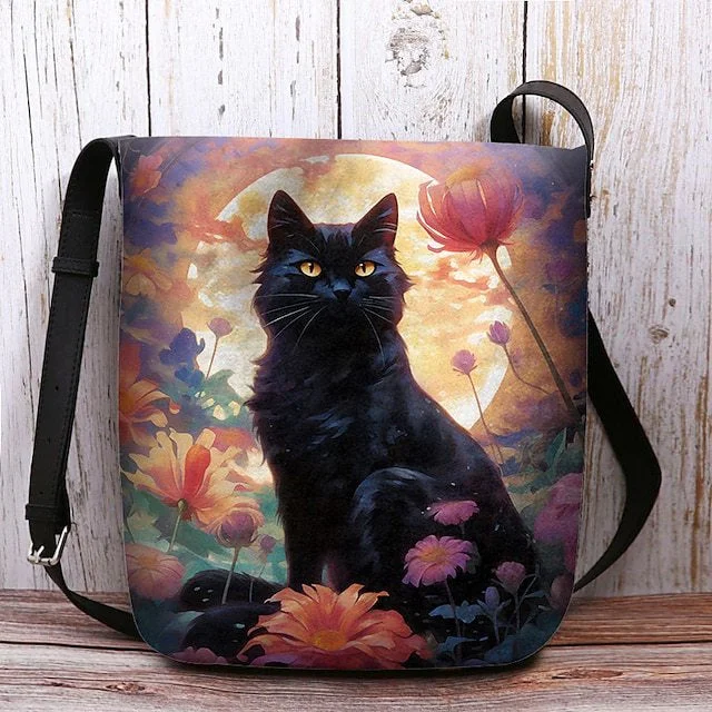 Style & Comfort for Mature Women Women's Floral Cat Print Crossbody Bag