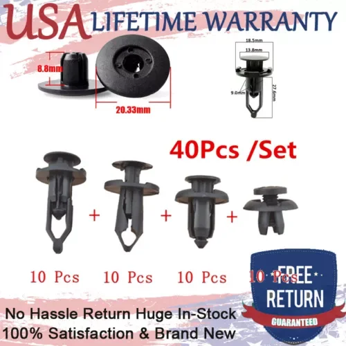 Dronehint 40X Car Body Rivet Push Pin Bumper Fender Retainer Trim Moulding Clips Parts Kit (For: Acura) Parts
