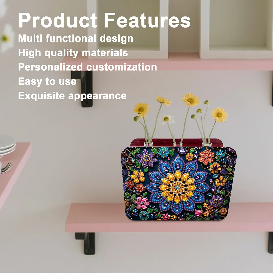 Mandala DIY Flower Vase Wooden Double Sided Desktop Diamond Art Kit Home Decor