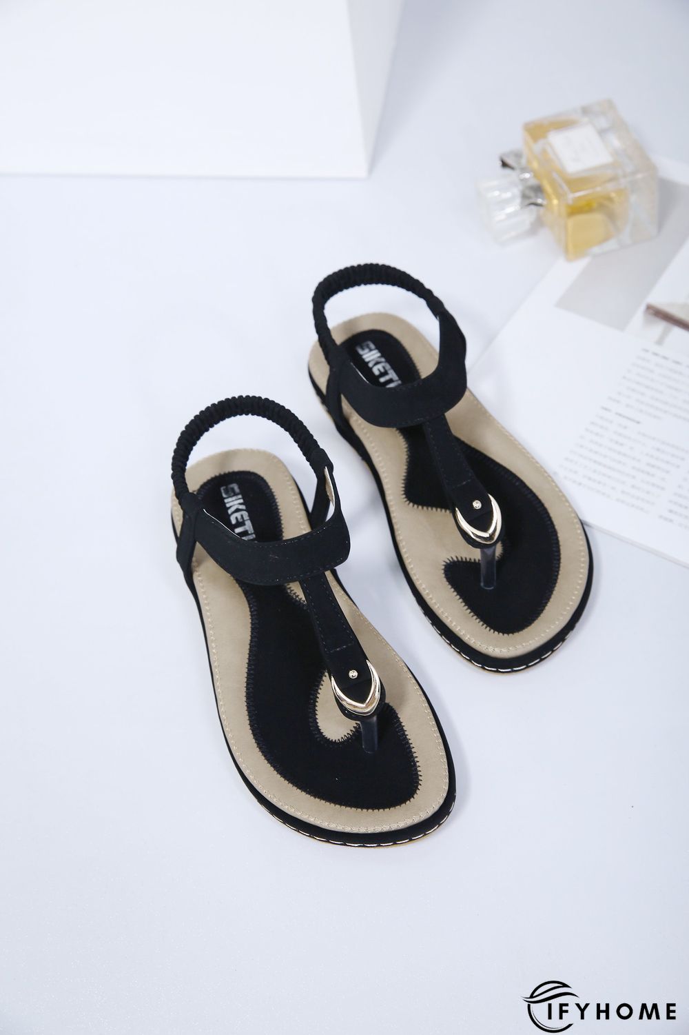Women's Beach Metal Buckle Trim Flip-On Sandals | IFYHOME