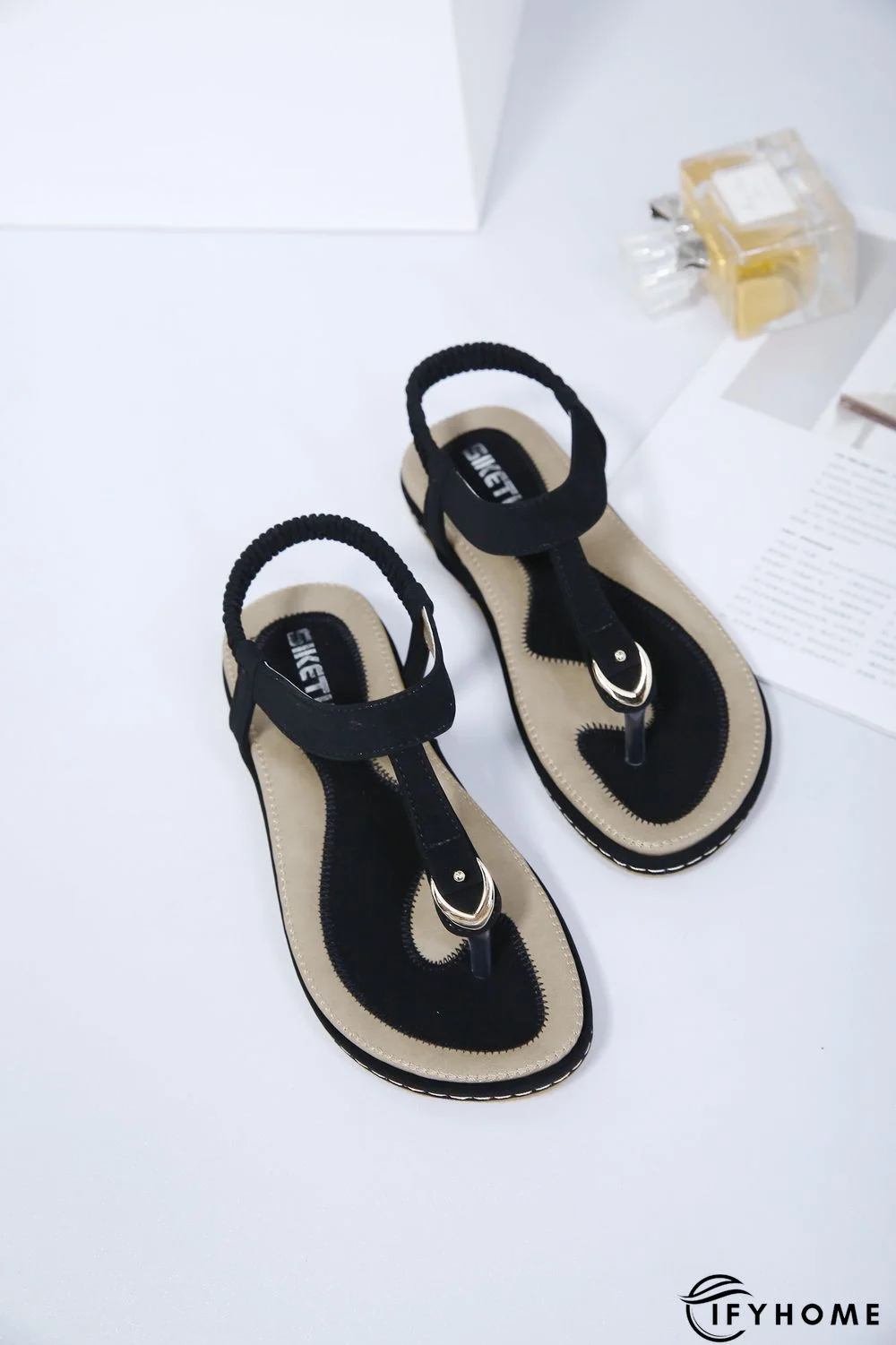 Women's Beach Metal Buckle Trim Flip-On Sandals | IFYHOME