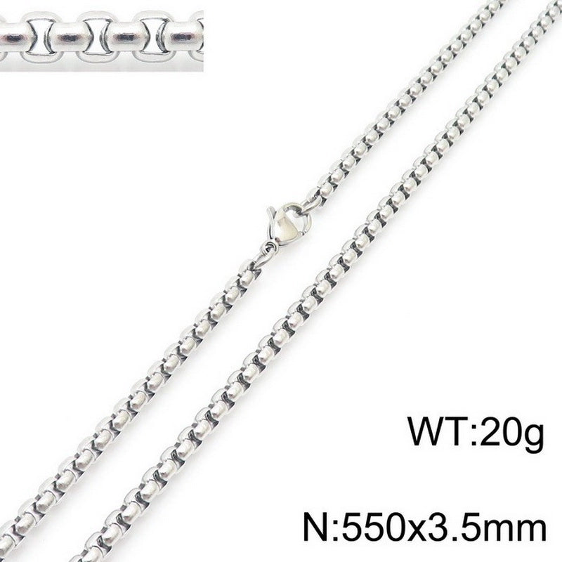 Fashion Classics Square Pearl Chain Men’s And Women’s Titanium Steel Necklace