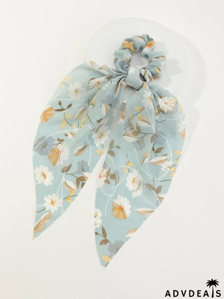 Floral Print Scarf Hair Tie