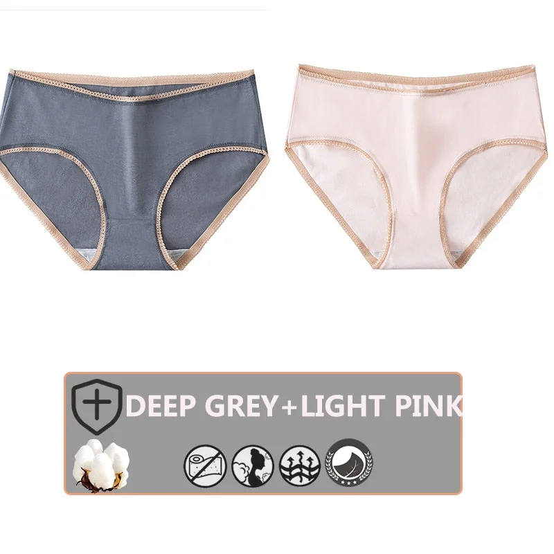 FINETOO 2PCS/Set Cotton Panties Women Sexy Underwear For Girl Lingerie Lady Cute 8 Solid Candy Colors Pantys Woman Female Briefs