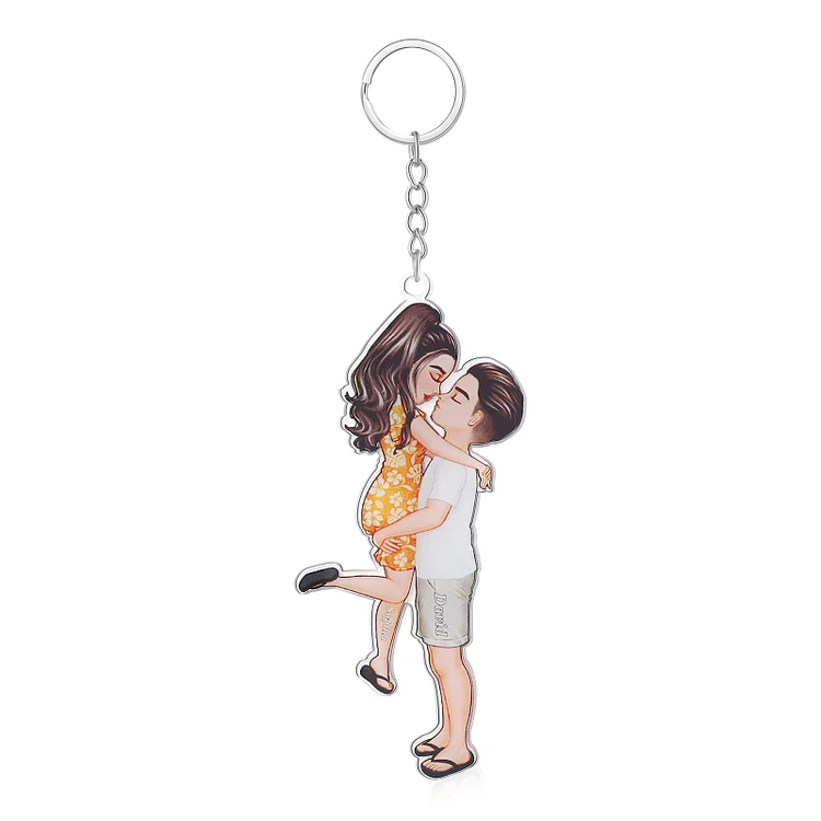 Custom Acrylic Keychain Couple Hugging Keychain 2 Names Personalized Keychain Gift for Couples