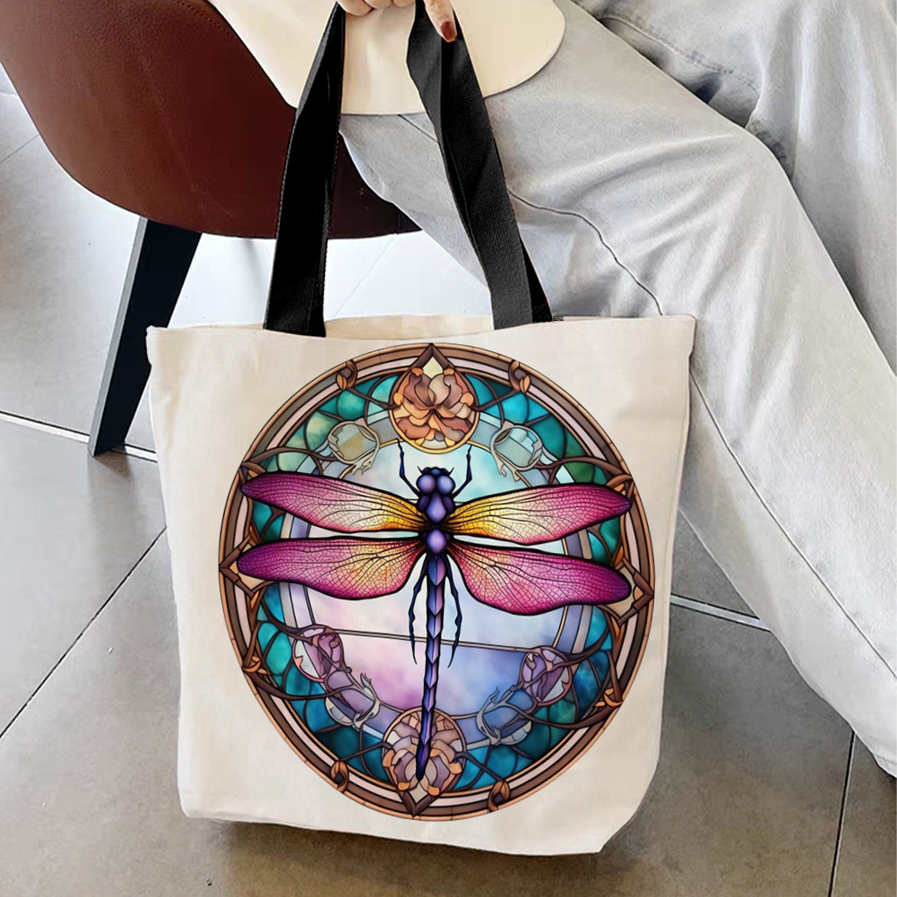 Stained Glass Dragonfly Designer Print Tote Bag by Galleria