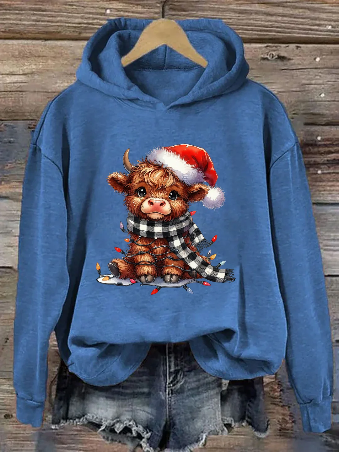 Christmas Lights Highland Cow Hoodie