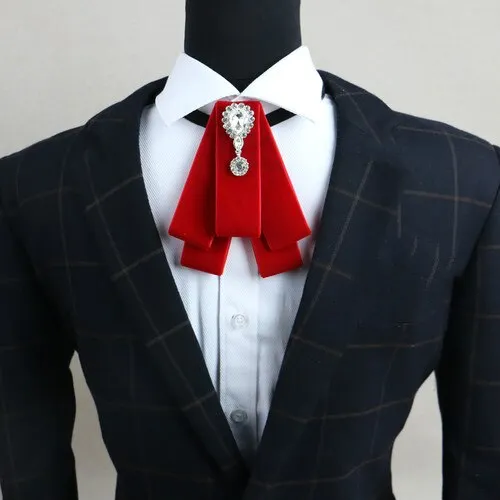 Fashion New Retro Vintage Design Bowtie Handmade Men's Rhinestone British Dress Wedding Groom Velvet Bow Tie for Men Accessories