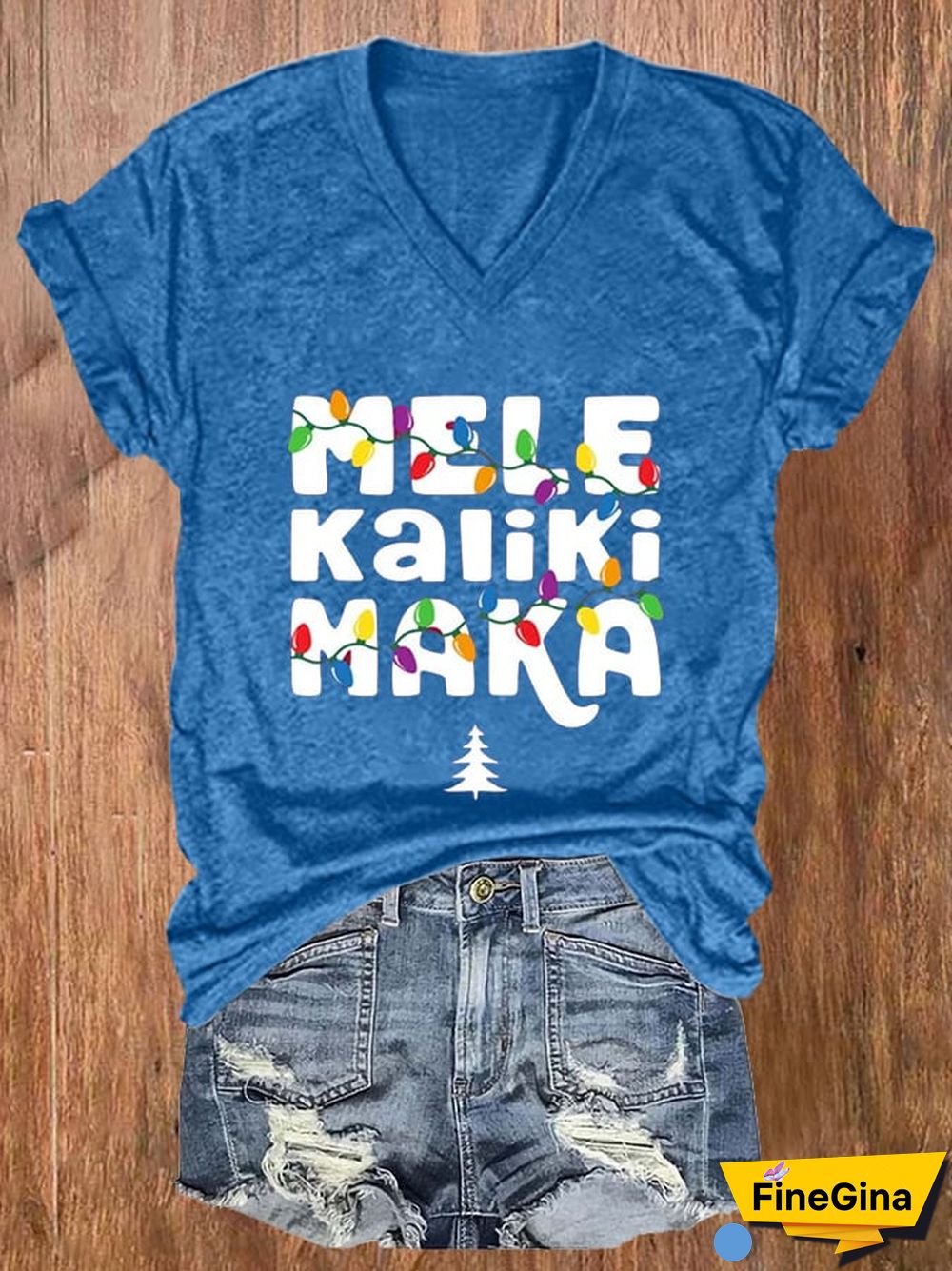 Women's Mele Kalikimaka Christmas Printed Short Sleeve T-Shirt
