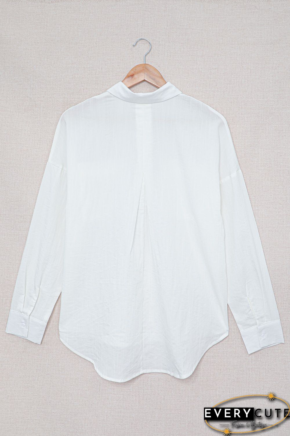 White Buttoned Long Sleeve Shirt with Pocket