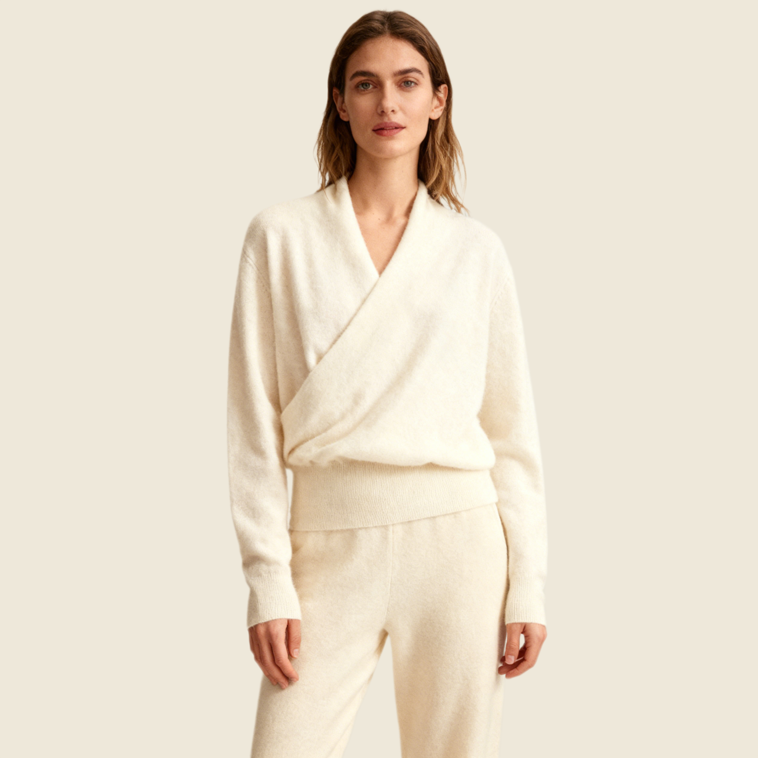 Women's Wrap-Front Cashmere Sweater REAL SILK LIFE