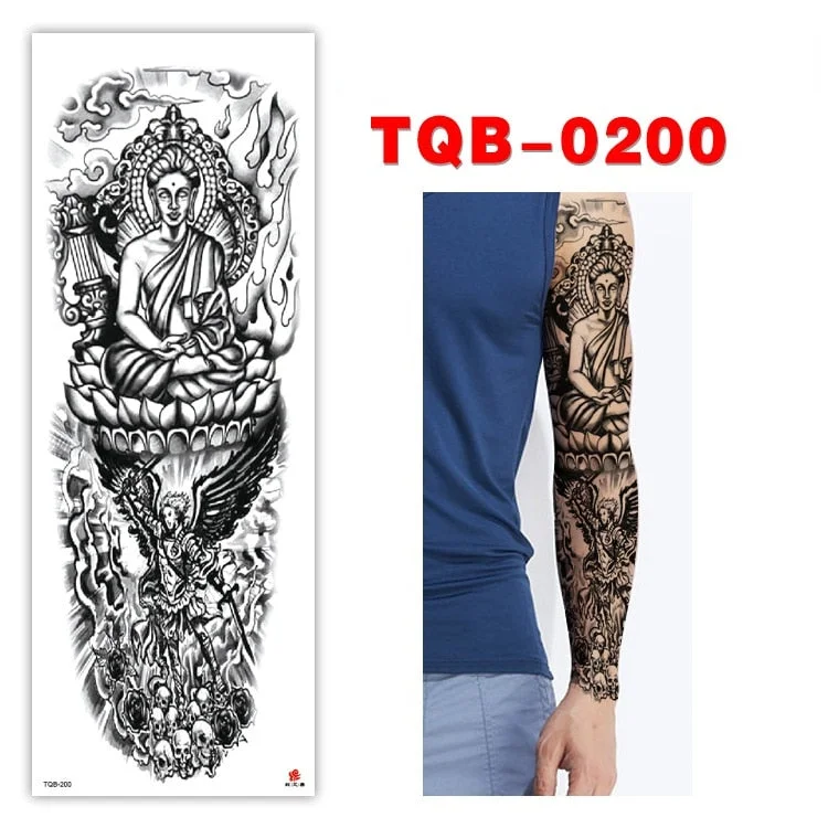 Full Arm Series Temporary Tattoo Full Arm Tattoo Sticker Lasting Waterproof Sweat Flower Arm Full Arm Tattoo Big Picture Sticker