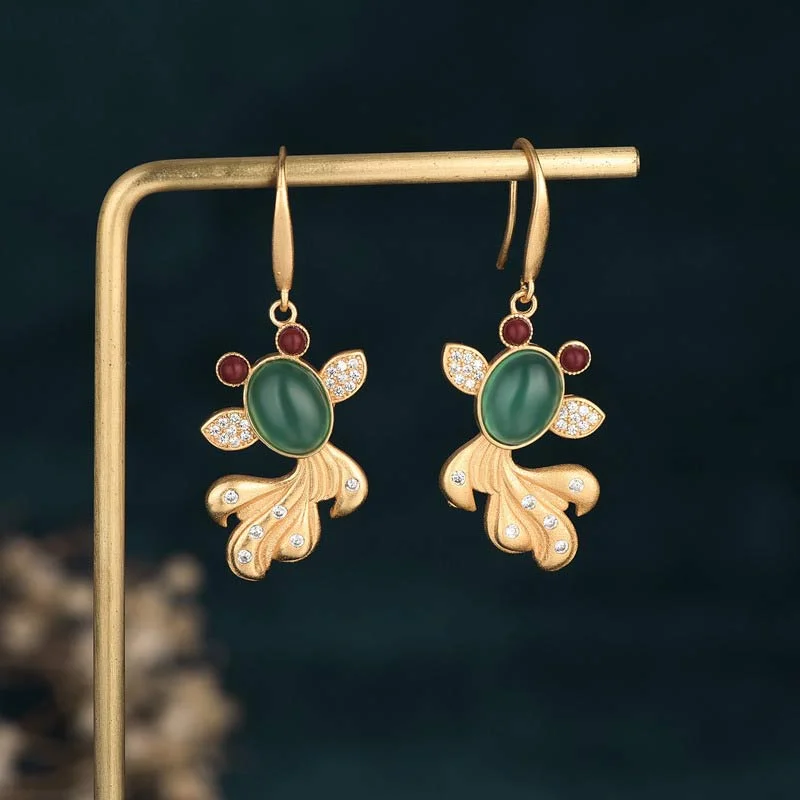 FengShui Jade Koi Fortune Earrings